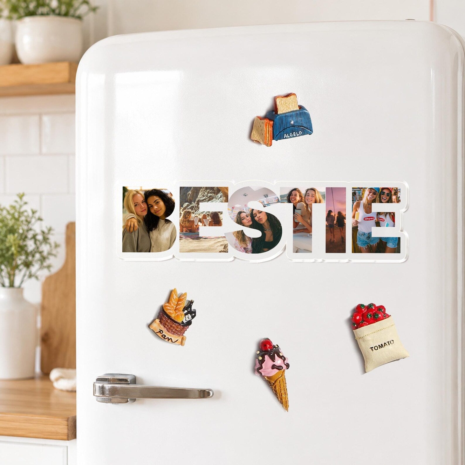 Custom Bestie Photo Collage Fridge Magnet, Custom Best Friend Birthday Gift, Gift For Sister, Soul Sister Gift, BFF Gift, Gift For Her. MDBILUMIE9