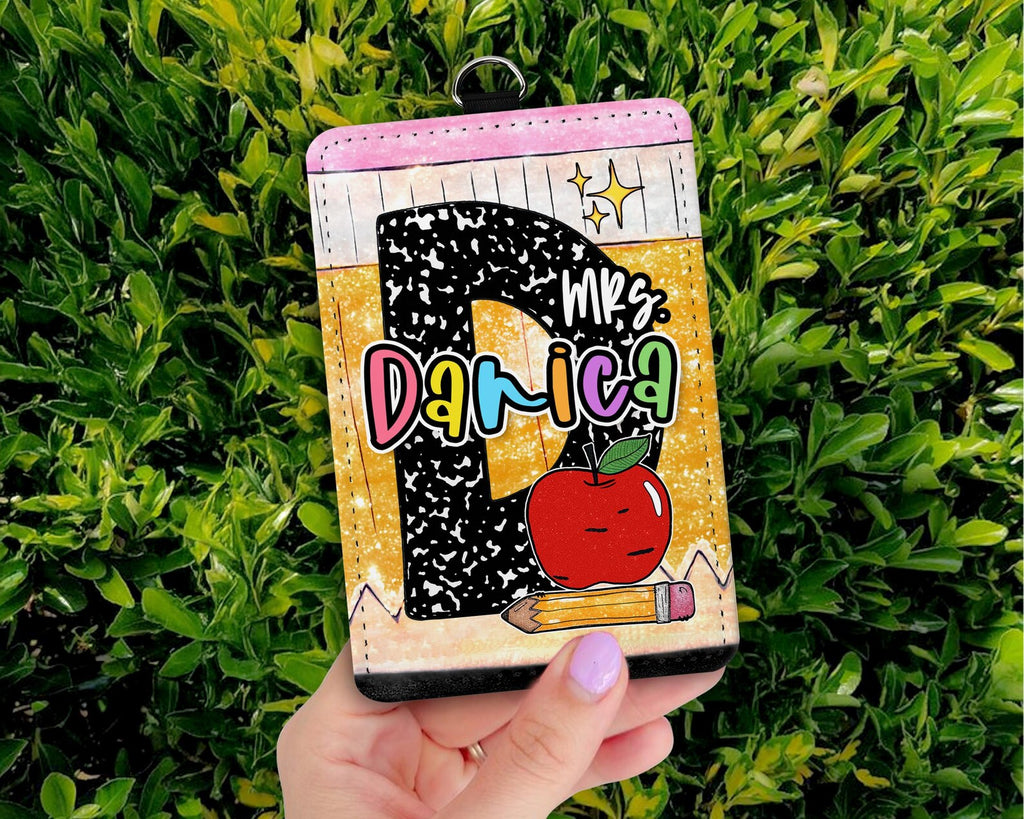 Custom Teacher ID Badge Holder, Faux Glitter Badge Holder, Gift For Teacher, Teacher Appreciation Gift, Back To School Gift From Student. BHBILIMIE2