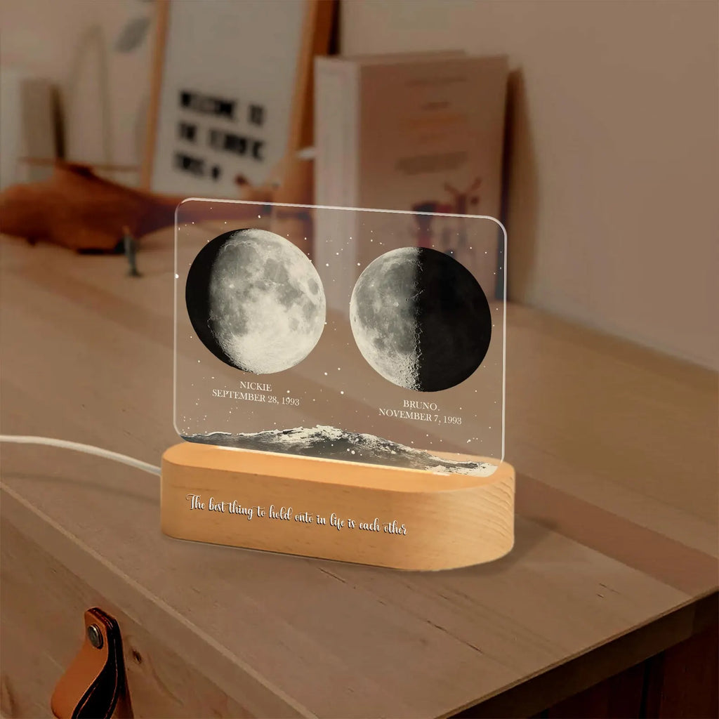 Personalized Moon Phases Couple Night Light, Custom Moon Phase, Anniversary Gift, Gift For Couple, Engagement Gifts, Married Couple Gift.NLFRBILUMIE18 NLFRBILUMIE18