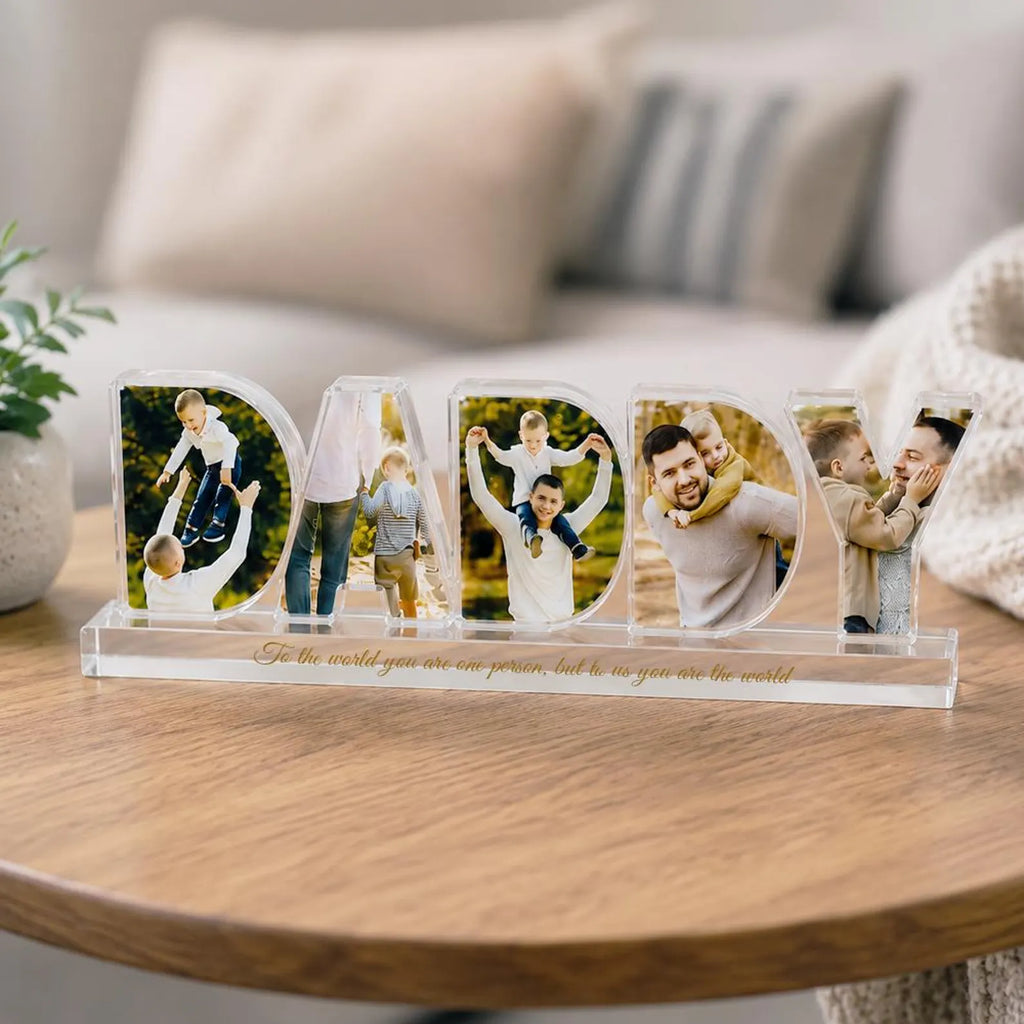 Custom Daddy Photo Collage Acrylic Block, Custom Dad Photo Gift, Father's Day Gift, Grandpa Gift, Dad Birthday Gift, Gift For Dad. FDBILUMIE4