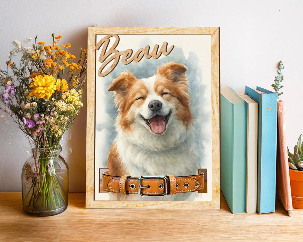 Custom Dog Memorial Frame With Collar Sign, Custom Dog Memorial Gift, Pet Memorial Collar Sign, Dog Loss Sympathy Gift, Pet Memorial Gift.  PTBILUMIE2