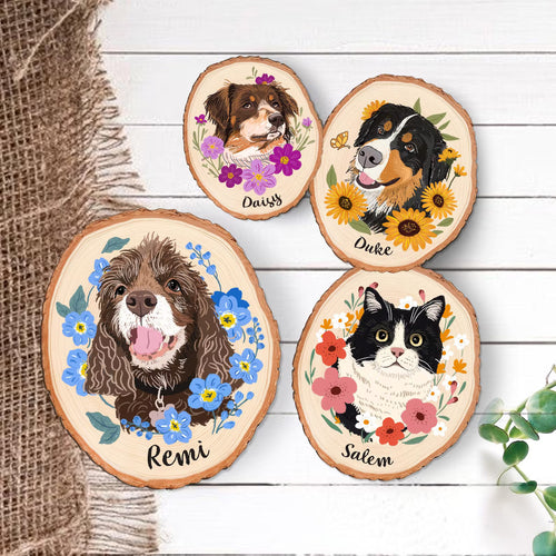 Custom Dog Portrait Wooden Hanging, Custom Pet Portrait Using Pet Photo, Dog Memorial Gift, Dog Portrait Wall Art, Pet Loss Sympathy Gift. WHBILUMMIE2