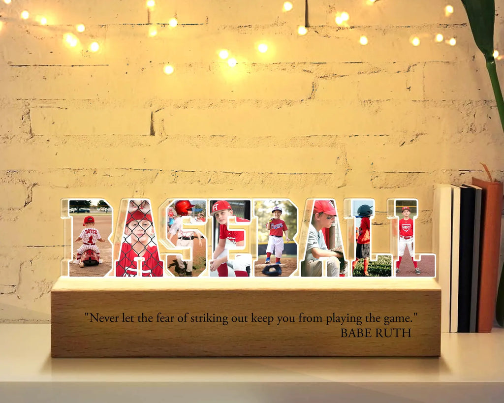 Custom Baseball Photo Collage Night Light, Custom Baseball Player Gift, Gift For Kids, Baseball Lover Gift, Sport Player Gift, Home Decor. NLFRBILUMIE4