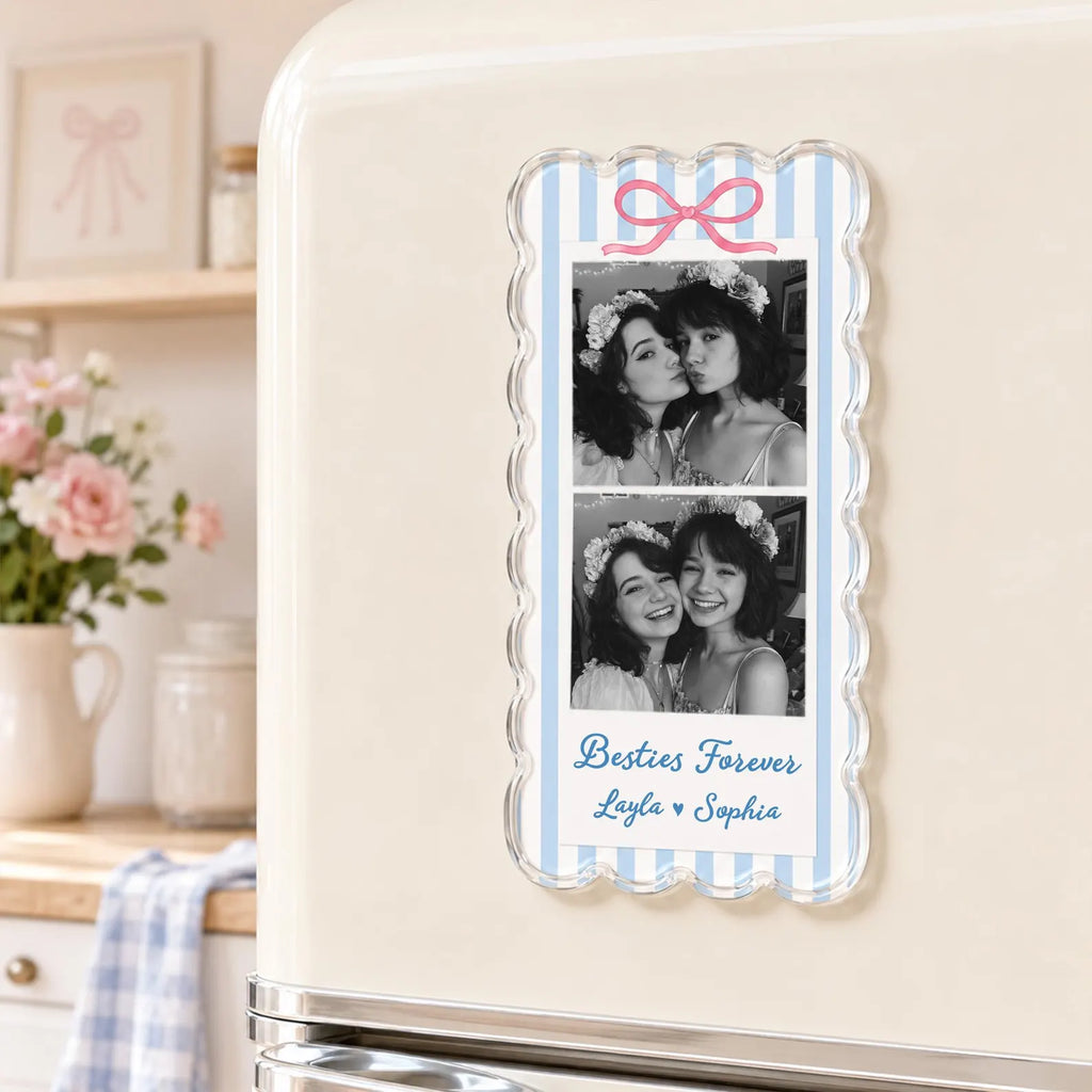 Personalized Bestie Photo Strip Fridge Magnet, Custom Picture Magnet, Friendship Gift, Bridesmaid Gift, BFF Gift, Gift For Bestie. PMBILUMIE1