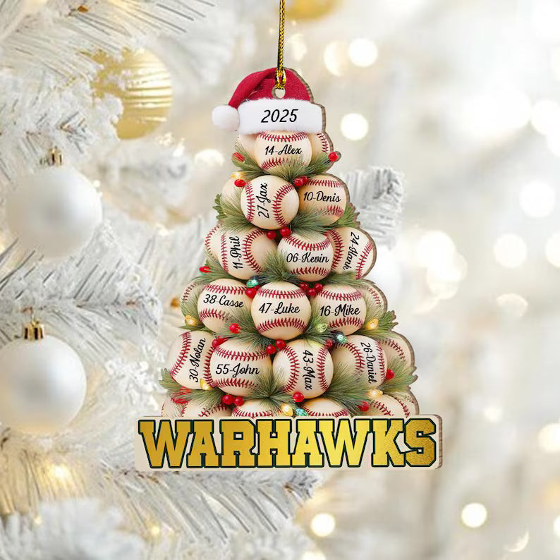 Custom Baseball Team Name Christmas Ornament, Custom Baseball Player Gift, Baseball Team Gift, Baseball Coach Gift, Sport Ornament. COBILUMIE81