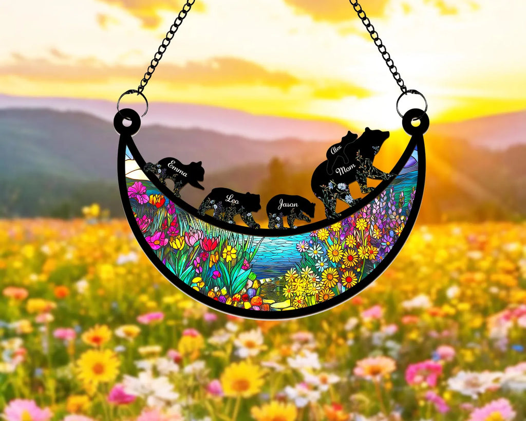 Custom Mama Bear Suncatcher, Custom Bear Family Suncatcher, Gift For Mom, Bear Gifts, Mothers Day Gift, Mom Birthday Gift, Window Hanging. MDBILUMIE1