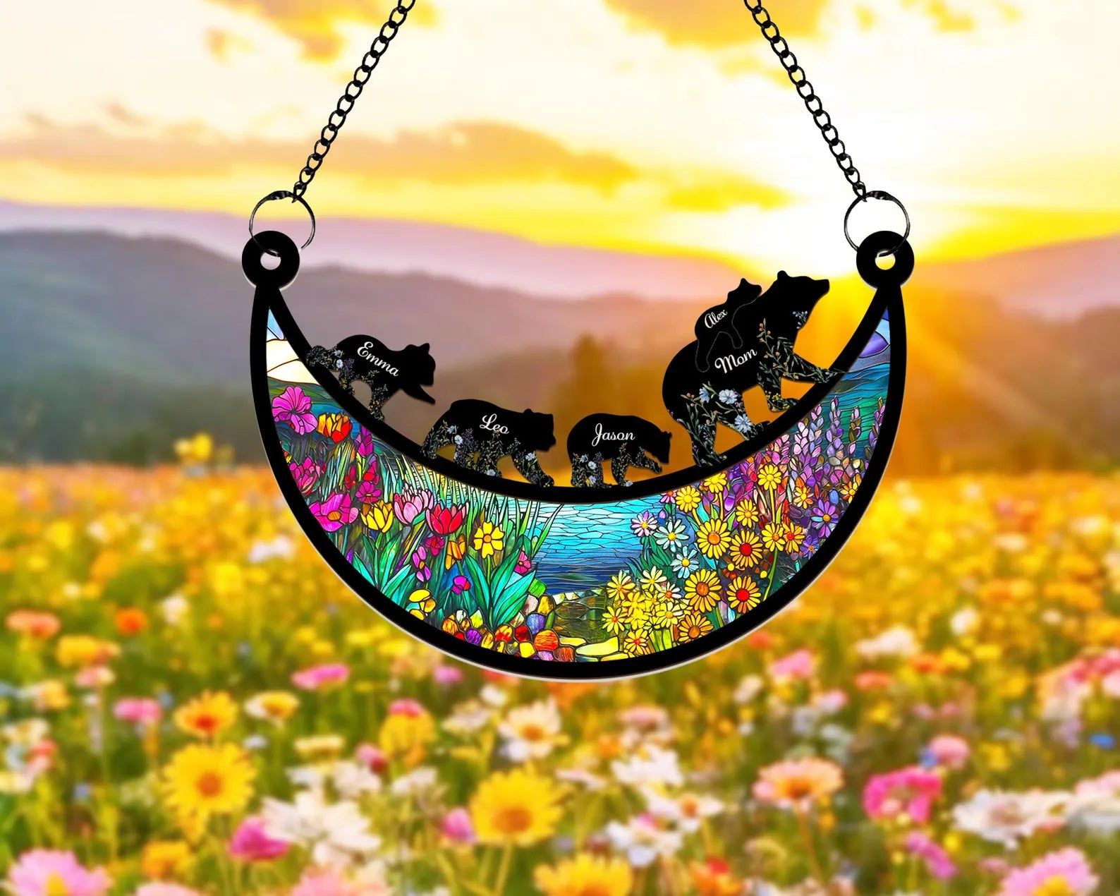 Custom Mama Bear Suncatcher, Custom Bear Family Suncatcher, Gift For Mom, Bear Gifts, Mothers Day Gift, Mom Birthday Gift, Window Hanging. MDBILUMIE1