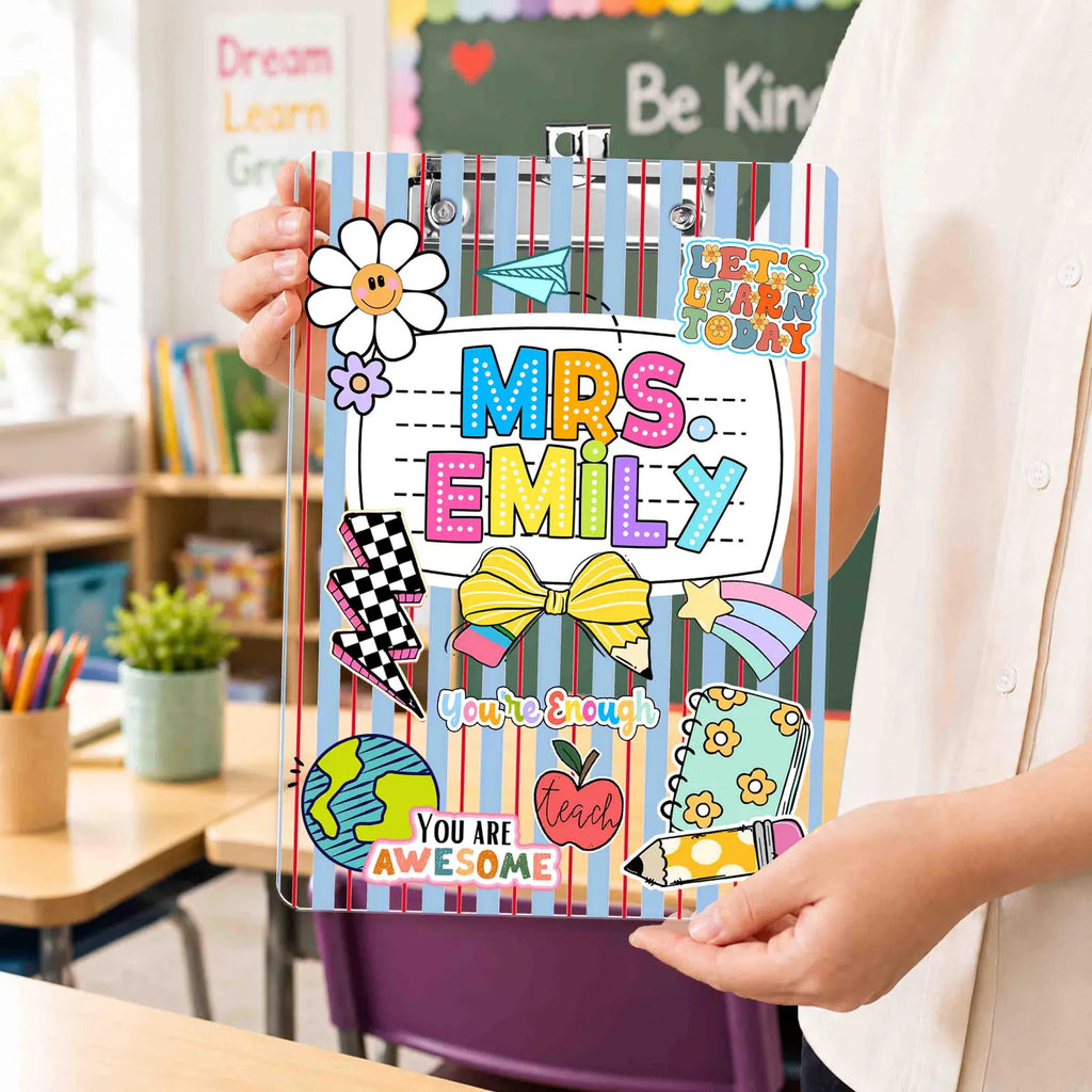 Personalized Teacher Groovy Clipboard, Teacher Appreciation Gift, Back To School Gift, New Teacher Gift, Gift For Teacher, School Supplies. BTSBILUMIE5