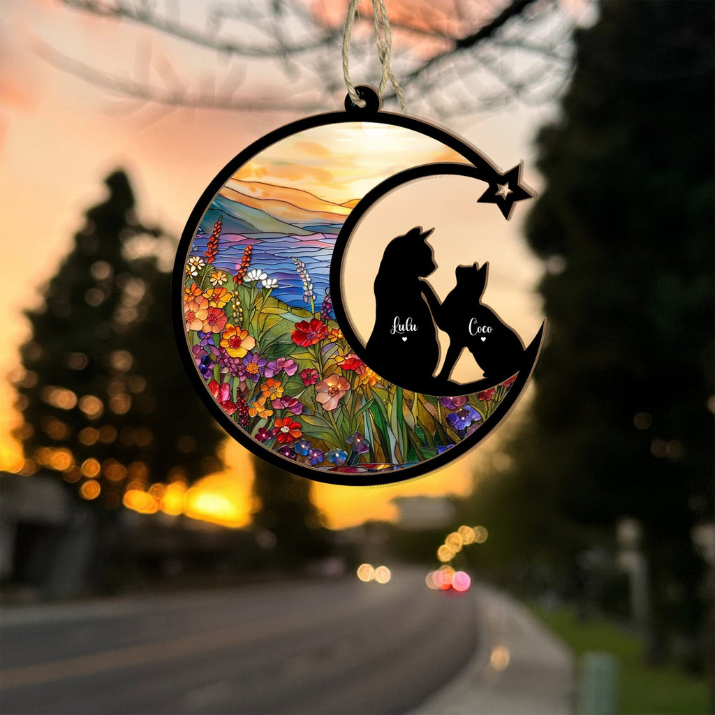 Personalized Cat Memorial Suncatcher, Cat Lover Gift, Cat Memorial Gift, Loss of Cats Gift, Cat Sympathy Gift, Pet Suncatcher. SCCBILUMMIE16