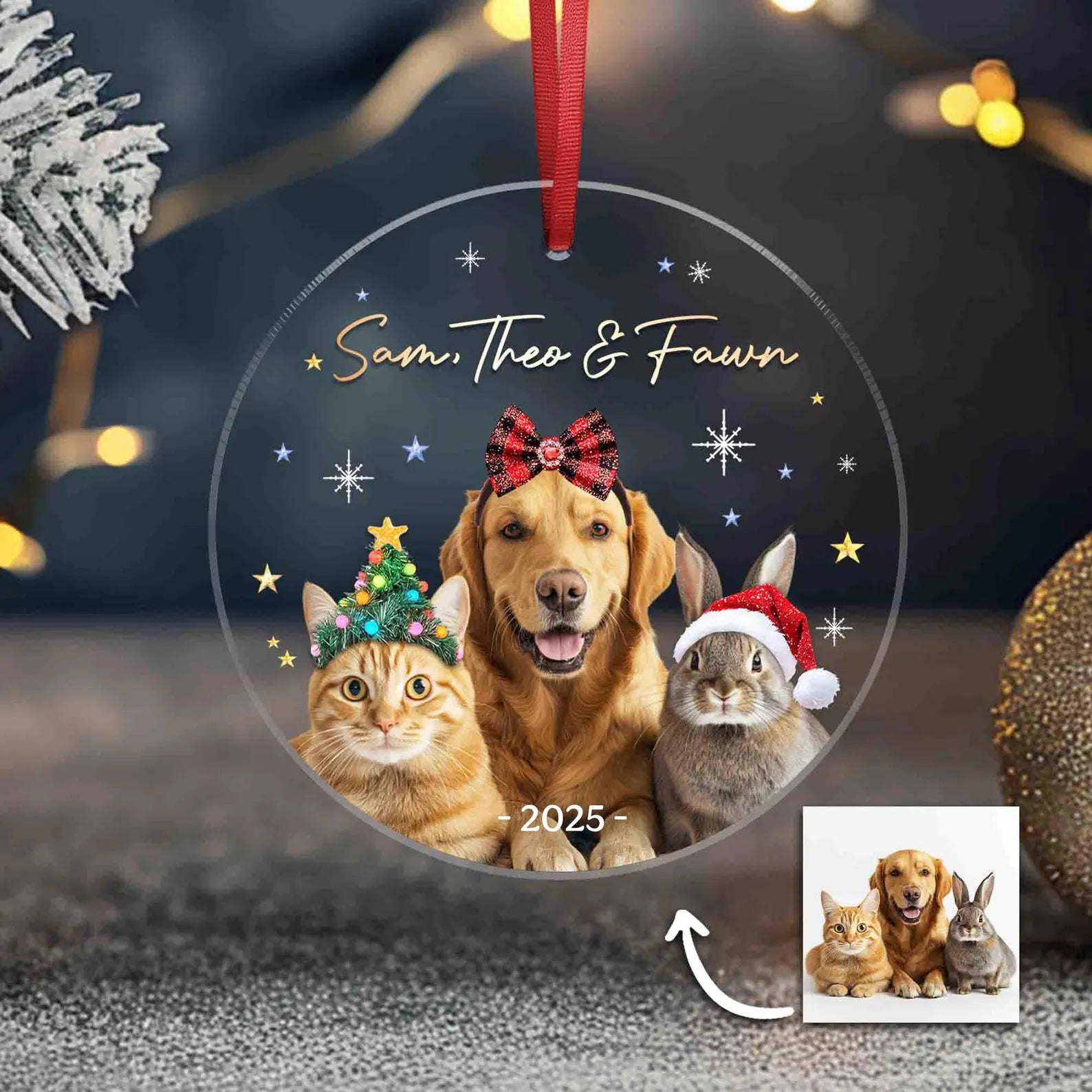 Personalized Funny Pet Christmas Ornament, Custom Pet Portrait Ornament, Picture Ornament, Pet Christmas Gift, Christmas Decoration. COBILUMIE64