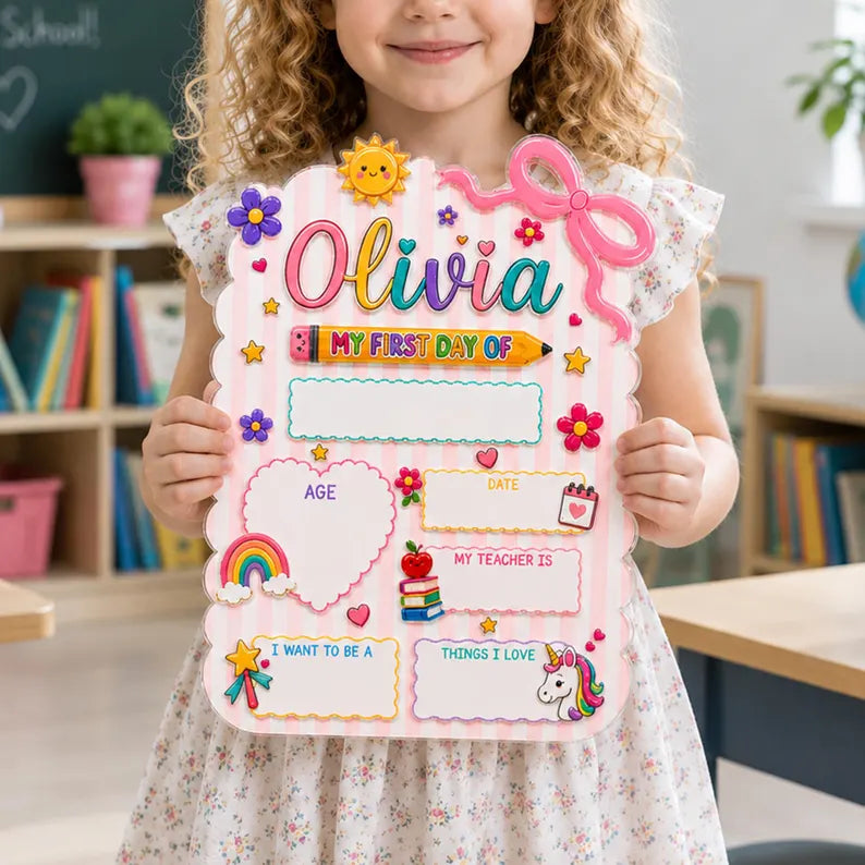 Custom First Day Of School Sign, Custom Back To School Board, Reusable School Sign, Preschool Kindergarten Sign, 1st Day of School Gift. DEBBILIMIE2