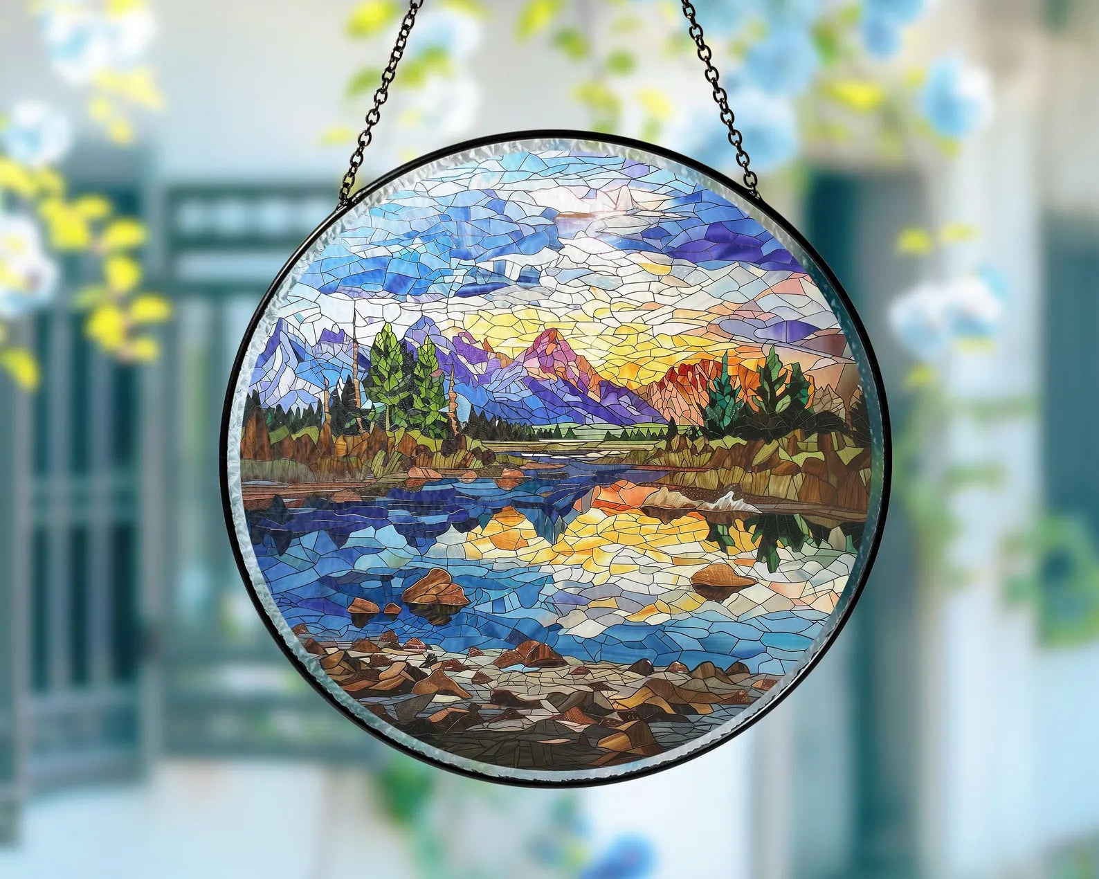 Grand Teton National Park Glass Suncatcher, US National Park Glass Art, Mountain Window Hangings, Hiker Gift, Window Decor, Christmas Gifts. SCBILUMIE25