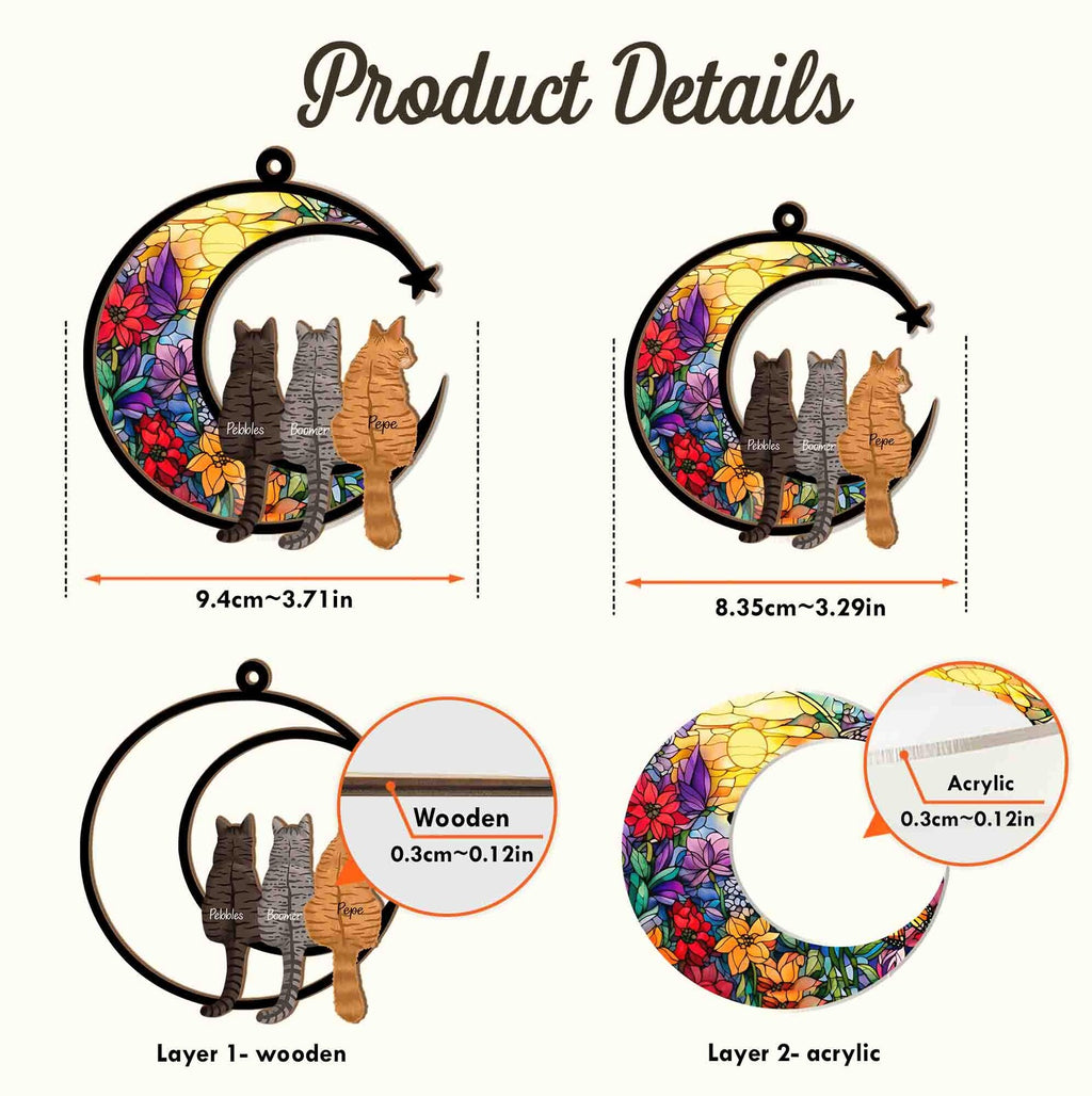 Personalized Loss Of Cats Suncatcher, Cat Memorial Suncatcher, Loss of Cats Sympathy Gift, Cat Loss Gift, Cat Remembrance Gift. SCCBILUMMIE25