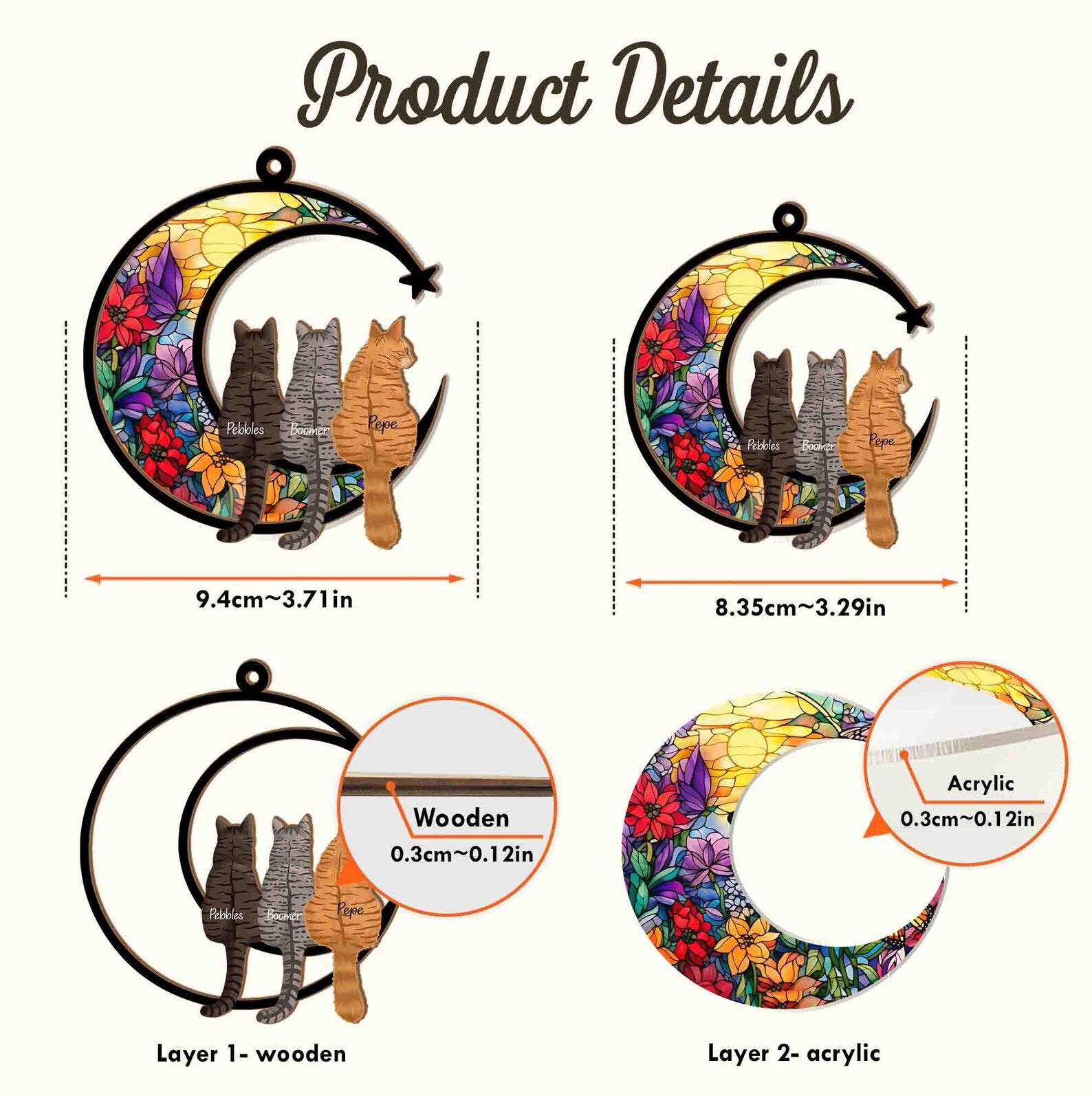 Personalized Loss Of Cats Suncatcher, Cat Memorial Suncatcher, Loss of Cats Sympathy Gift, Cat Loss Gift, Cat Remembrance Gift. SCCBILUMMIE25