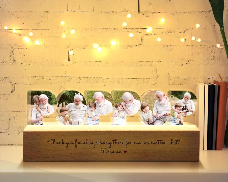Personalized Poppop Photo Collage Light, Grandpa Night Light, Gift For Grandpa, Gift From Grandkids, Grandfather Gifts. FDBILUMIE8