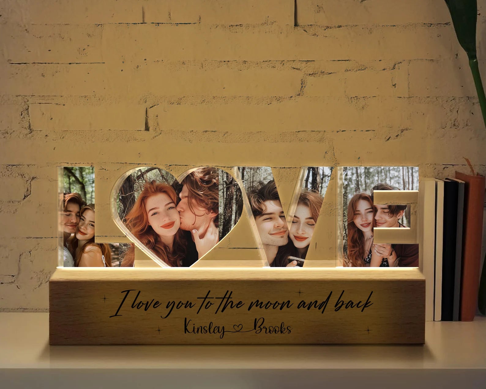 Personalized Couple Photo Collage Night Light, Custom Valentines Day Gift, Gift for Couple, Anniversary Gift, Gift for Girlfriend, Love Gift. NLFRBILUMIE14