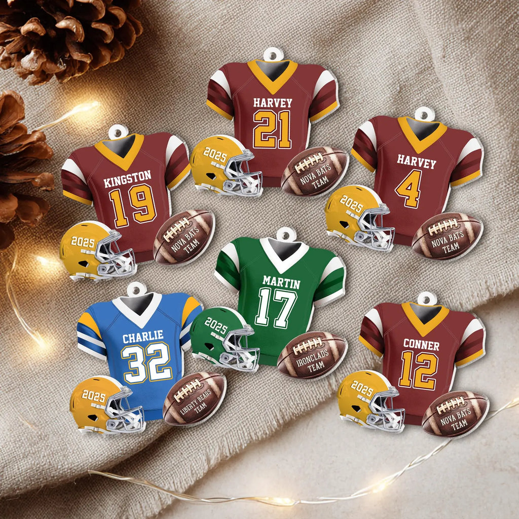 Personalized Football Player Christmas Ornament, Football Player Gift, Football Fan Gift, Football Coach Gift, Team Christmas Gifts. COBILUMIE29