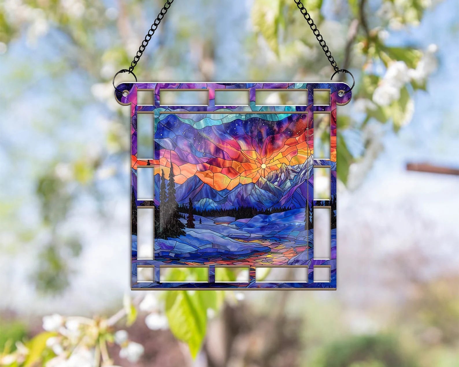 Denali National Park Suncatcher, US National Parks Window Hangings Suncatcher, Landscape Suncatcher, Traveler Gift, Housewarming Gift. SCBILUMIE12
