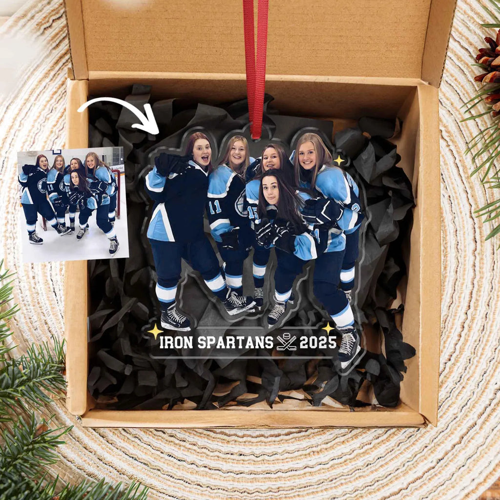Personalized Ice Hockey Christmas Ornament, Sport Photo Ornament, Hockey Player Gift, Hockey Team Gift, Hockey Coach Gift, Christmas Decor. COBILUMIE67