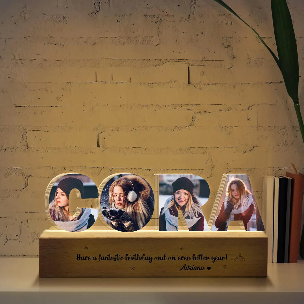 Personalized Name Photo Night Light, Birthday Night Light, Best Friend Birthday Gift, Baby Shower Gift, Besties Gifts, Girlfriend Gift. NLFRBILUMIE3