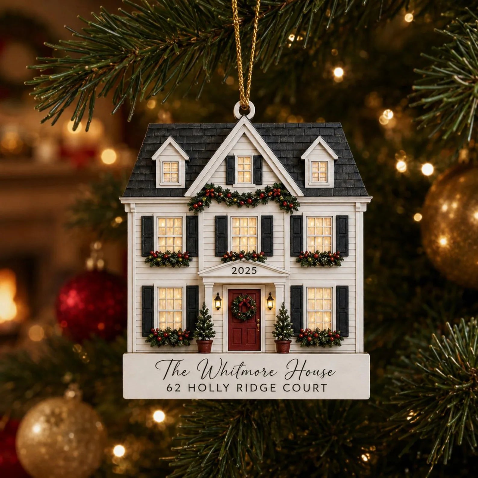 Personalized 2D Flat Custom House Photo Christmas Ornament, New Home Wooden Ornament, Custom Address Gift, Housewarming Keepsake	COBILUMIE92