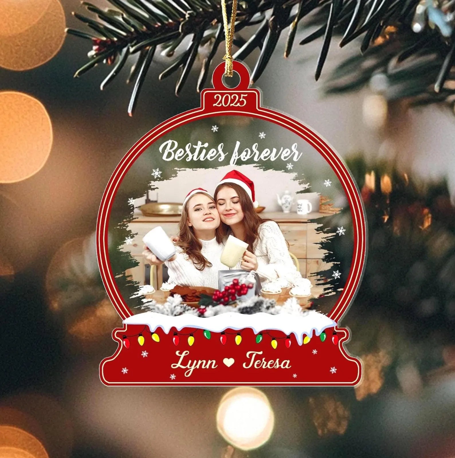 Personalized Bestie Christmas Ornament, Best Friend Photo Ornament, Friendship Ornament, Gift For Friends, Besties Gifts, Christmas Decor. COBILUMIE65