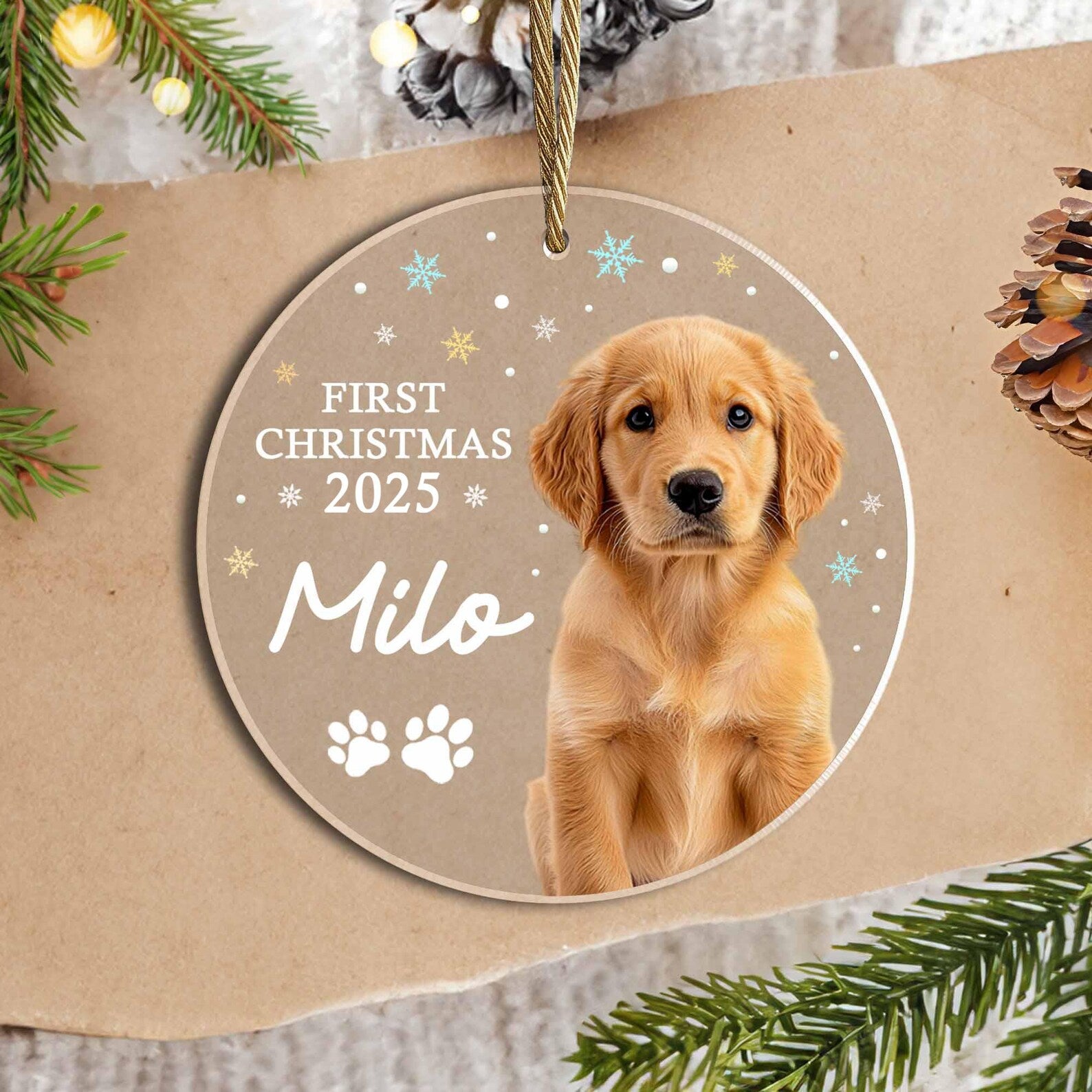 Personalized Pet First Christmas Ornament, Custom Pet Photo Ornament, Dog Christmas Ornament, Cat Christmas Gift, Christmas Decoration. COBILUMIE31