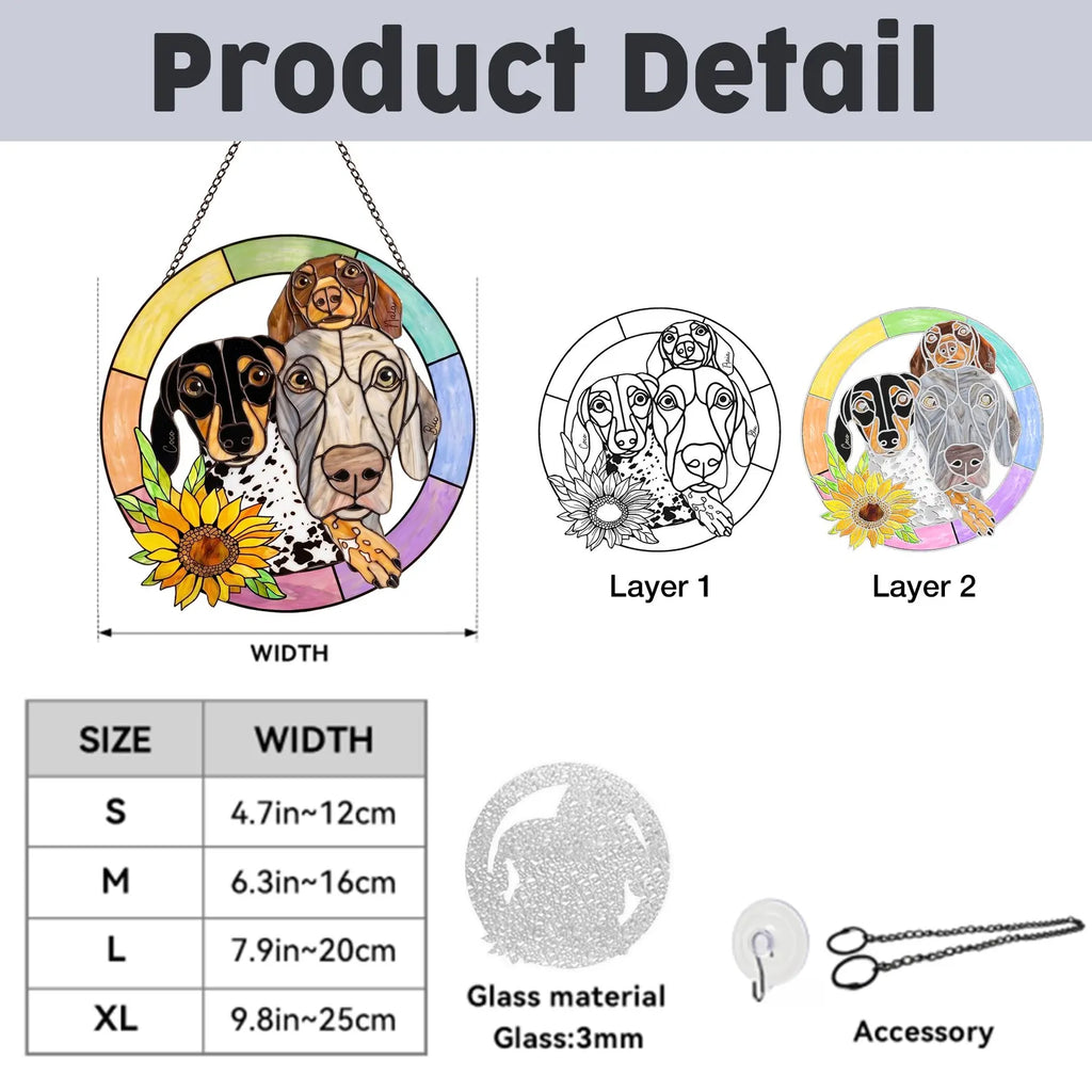 Personalized Cat Memorial Glass Suncatcher, Custom Pet Portrait From Photo Gift, Dog Lover Gift, Loss Of Pet Gift, Pet Rememberance Gift. SCCBILUMMIE45