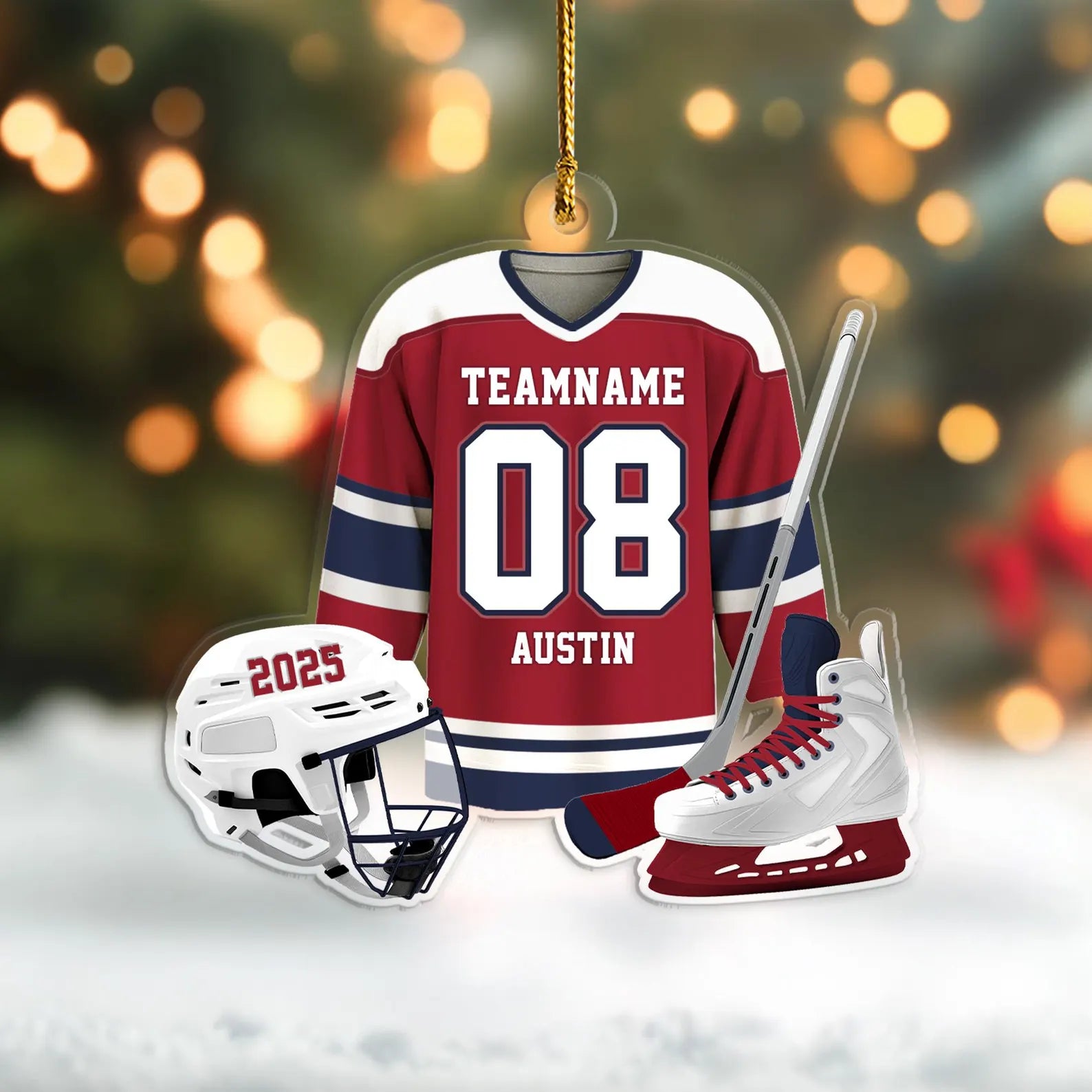Personalized Hockey Christmas Ornament, Sport Ornament, Ice Hockey Ornament, Hockey Player Gift, Hockey Fan Gift, Team Christmas Gifts. COBILUMIE68