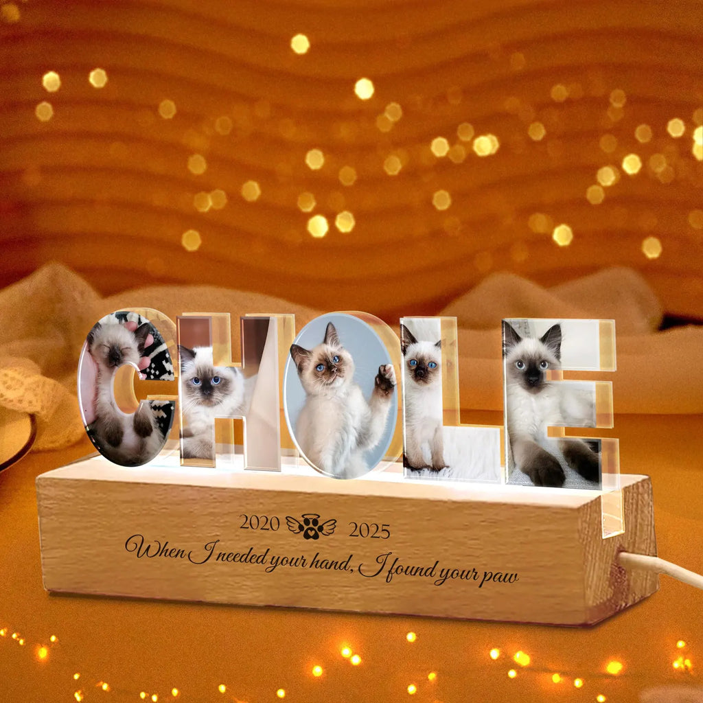Custom Cat Memorial Night Light, Custom Pet Photo Collage Night Light, Pet Memorial Gift, Loss Of Cat Sympathy Gift, Cat Loss Gift. MGBILUMIE7