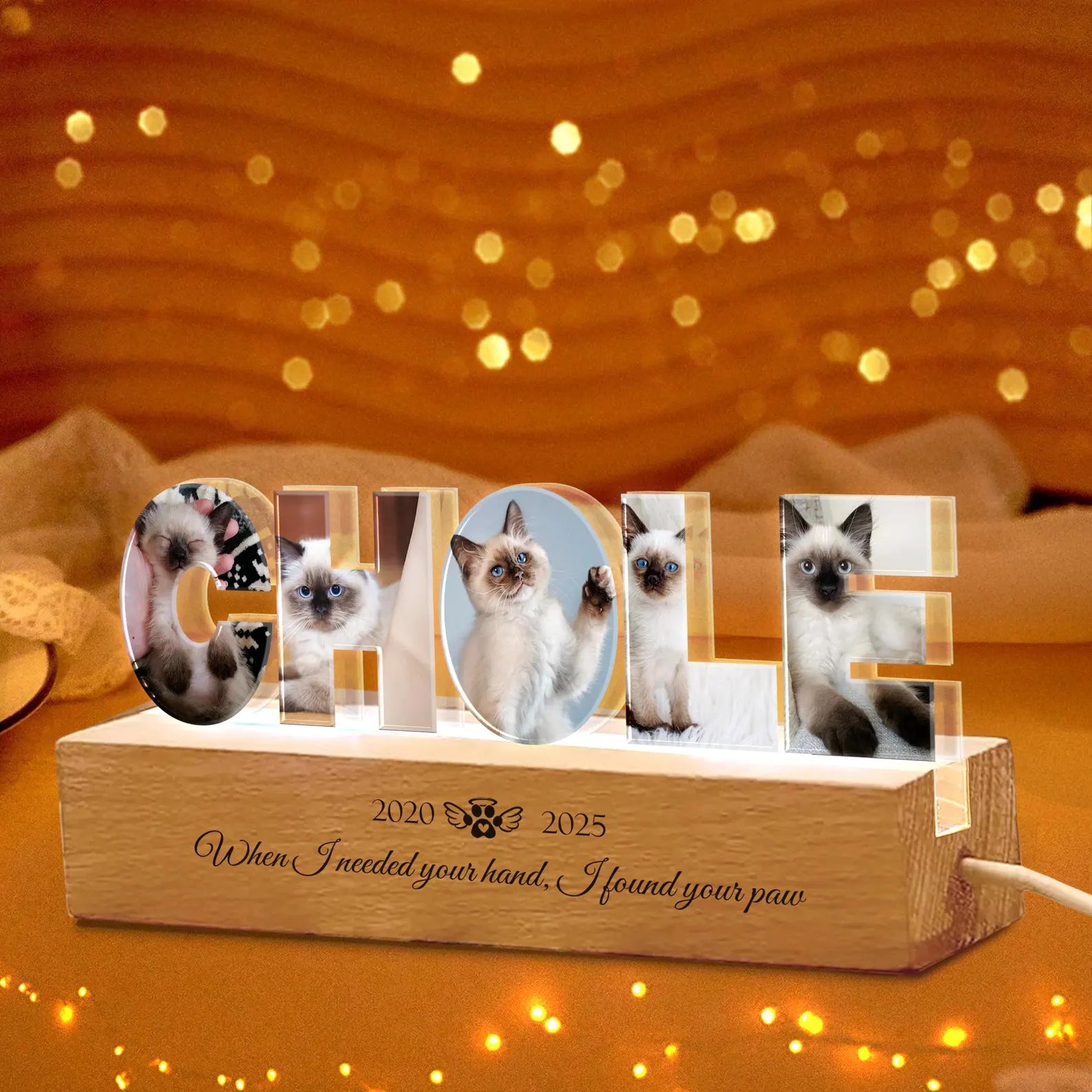 Custom Cat Memorial Night Light, Custom Pet Photo Collage Night Light, Pet Memorial Gift, Loss Of Cat Sympathy Gift, Cat Loss Gift. MGBILUMIE7