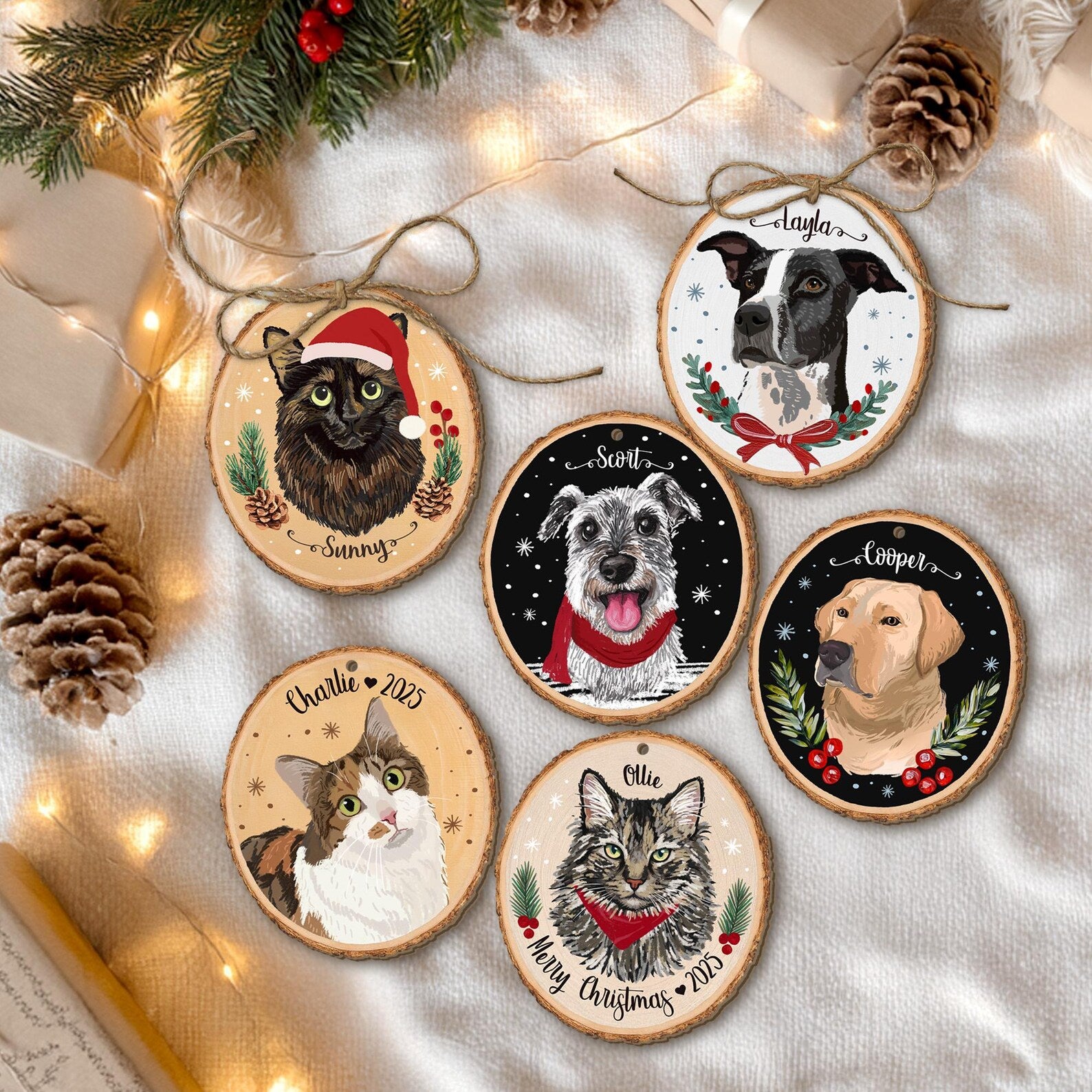 Custom Pet Portraits Using Pet's Photo Ornament, Custom Puppy's First Christmas Ornament, Custom Dog Portrait Ornament, Pet Memorial Gift. COBILUMIE26