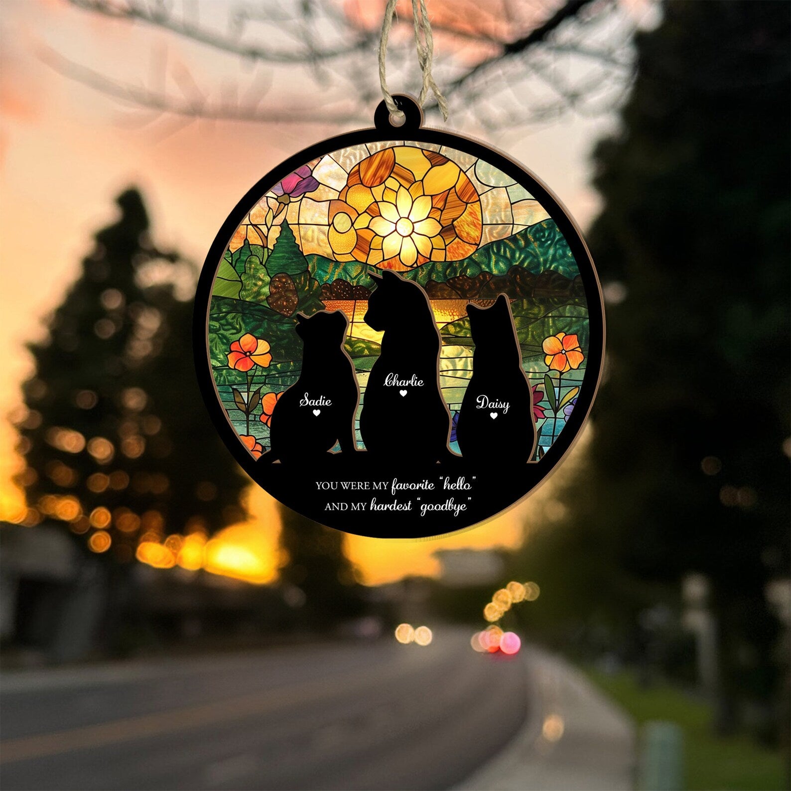 Personalized Cats Memorial Suncatcher, Loss Of Cats Gift, Pet Memorial Gift, Cat Memorial Gift, Cat Loss Sympathy Gift, Pet Suncatcher. SCCBILUMMIE50