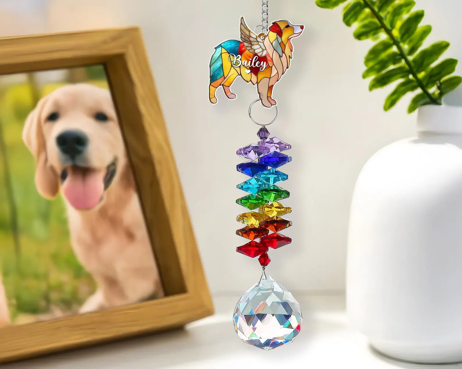 Custom Dog Crystal Rainbow Suncatcher, Dog Memorial Gift, Dog Loss Gift, Pet Loss Sympathy Gift, Dogs Remembrance Gift, Gift For Dog Mom. MGBILUMIE10