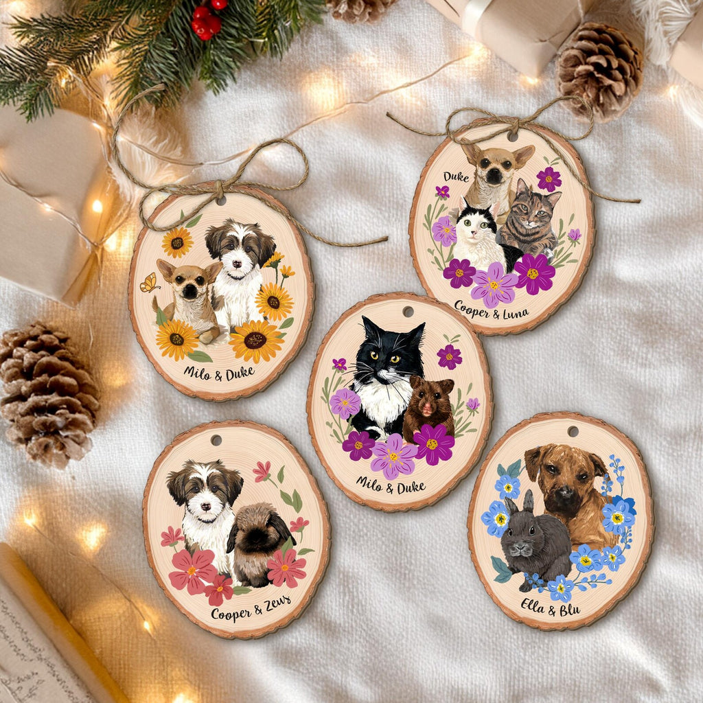 Custom Dogs Portrait Christmas Ornament, Pets Photo Ornament, Pets Memorial Keepsake, Dog Lover Gift, Pet Sympathy Gift, Christmas Decor. COBILUMIE17