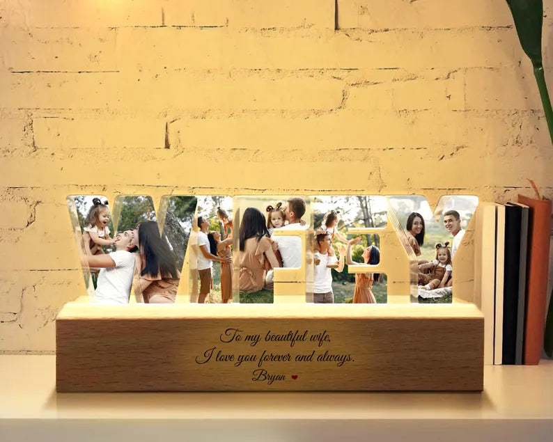 Personalized Wifey Photo Collage Light, Family Photo Gift, Anniversary Gift, Gift For Wife, Wedding Gift, Gift For Couple, Christmas Gifts NLFRBILUMIE25