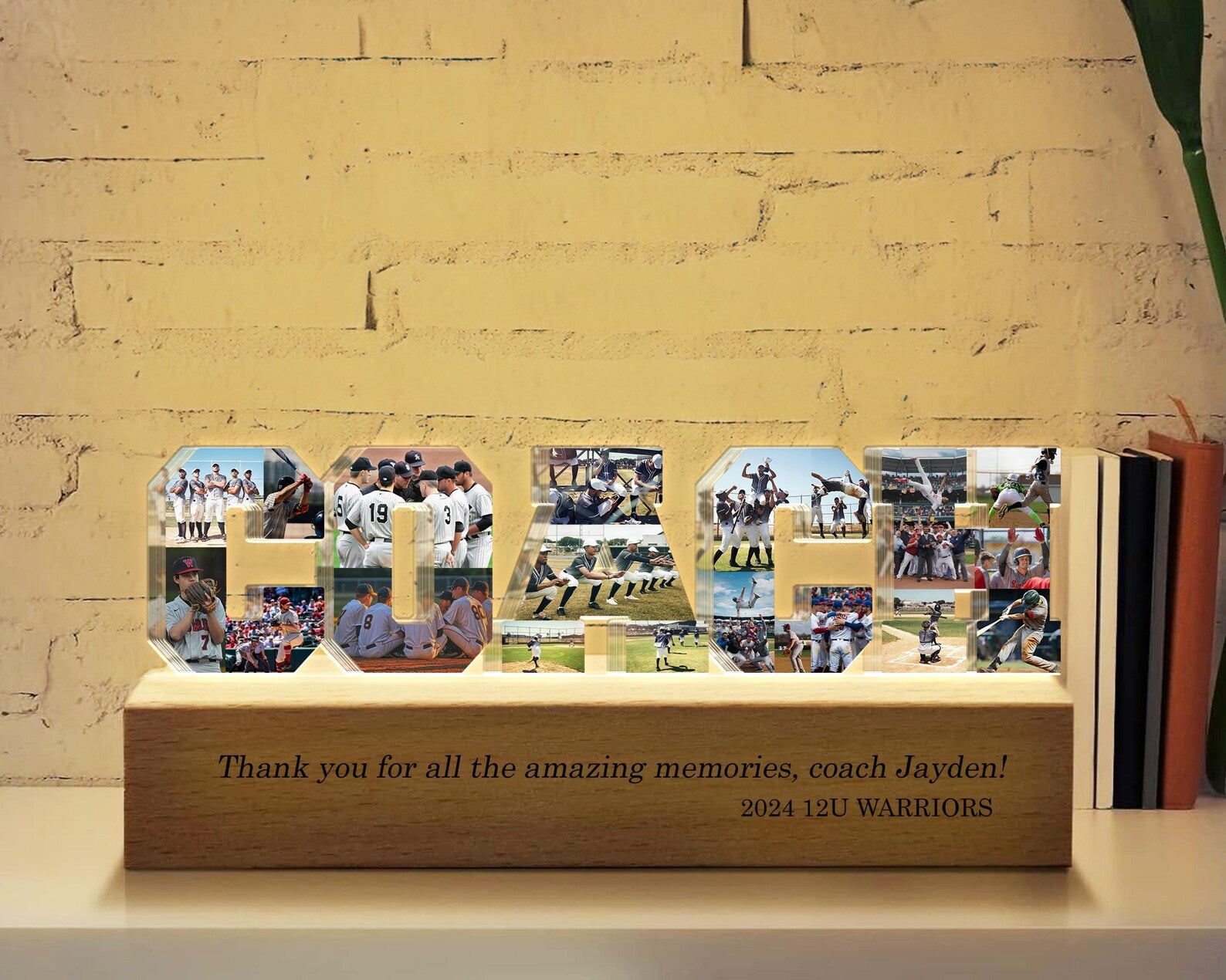 Personalized Coach Photo Collage Night Light, Custom Baseball Team Gift, Gift For Coach, Baseball Coach Gift, Football Coach Gift. NLFRBILUMIE5