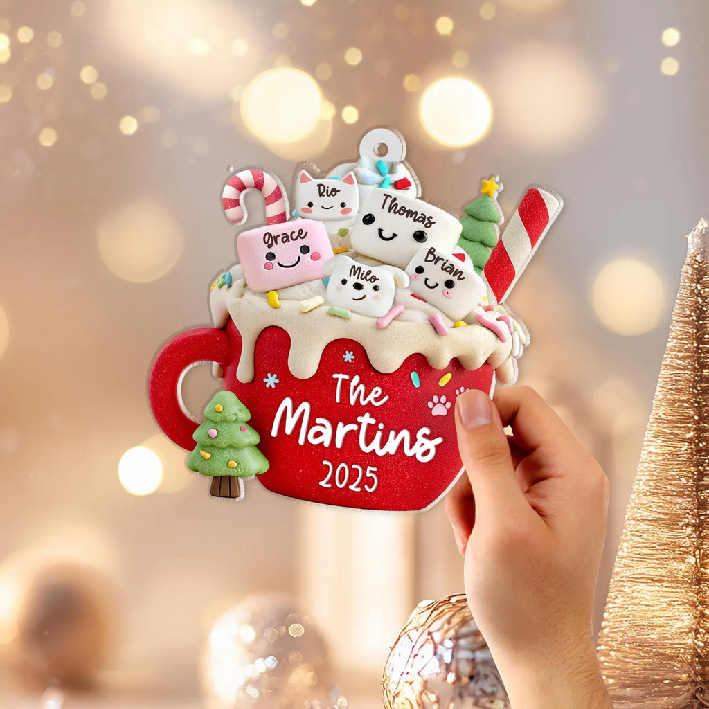 Custom Marshmallows Family Ornament, Custom Family With Pet Christmas Ornament, Family Christmas Gift, Holiday Keepsake, Christmas Decor. COBILUMIE30