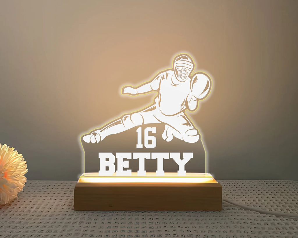 Personalized Baseball Night Light With Kids Names And Numbers, Custom Baseball Player Gift, Father's Day Gift, Baseball Coach Gift. NLFRBILUMIE6