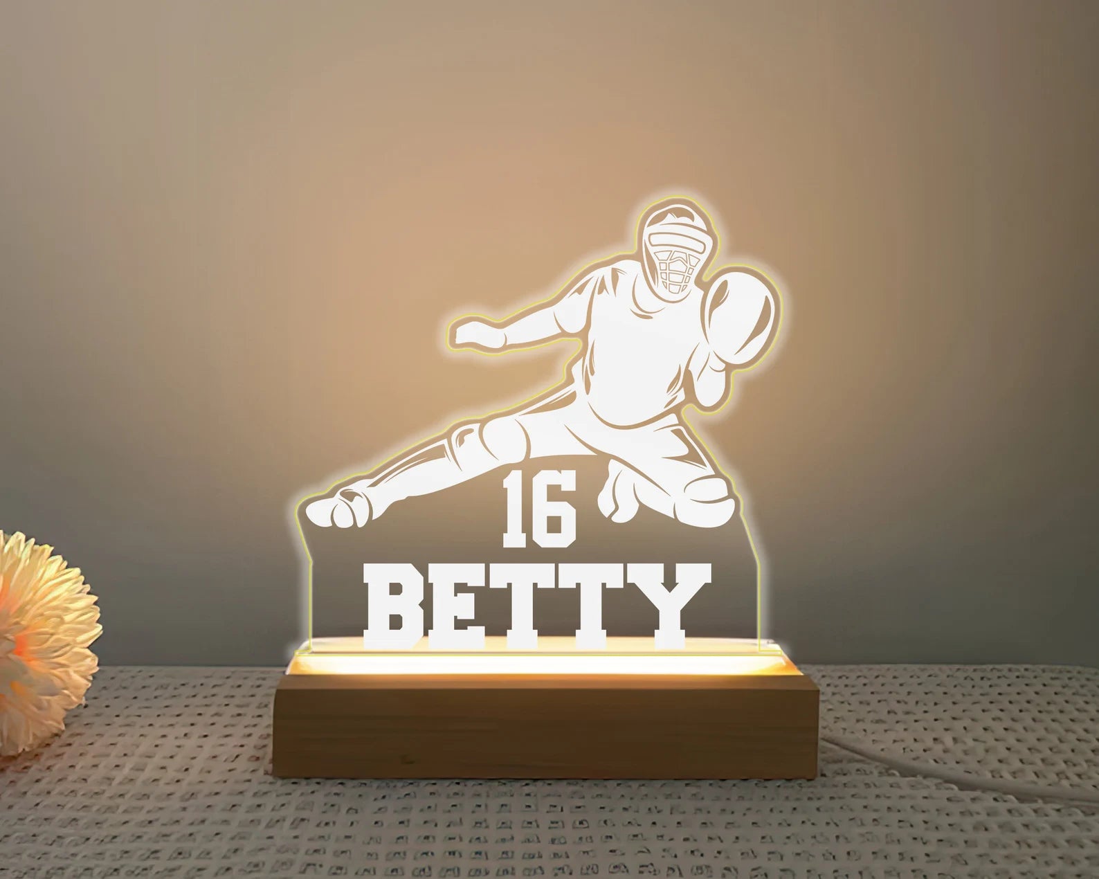Personalized Baseball Night Light With Kids Names And Numbers, Custom Baseball Player Gift, Father's Day Gift, Baseball Coach Gift. NLFRBILUMIE6