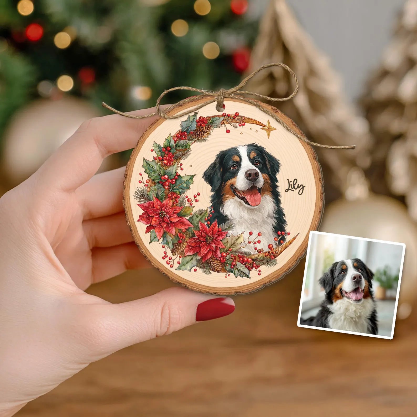 Custom Pet Portrait Wood Ornament, Pet Memorial Gift, Dog Christmas Ornament, Dog Lover Gift, Pet Lover Gift, Christmas Tree Decor. COBILUMIE20