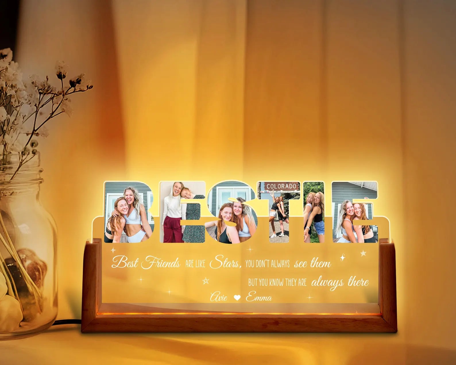 Custom Best Friend Photos Collage Night Light, Bestie Gift, Gift for Girlfriend, Friendship Gift, Best Friend Birthday Gift, Gift For Bestie. NLFRBILUMIE1