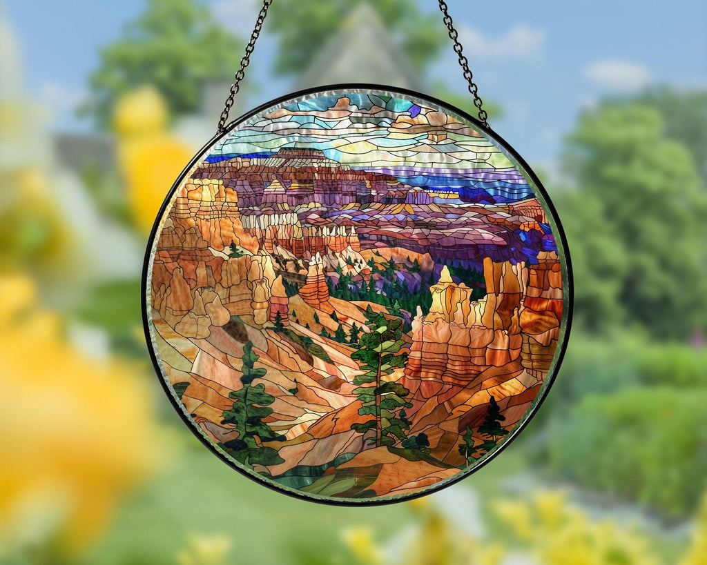 Bryce Canyon National Park Glass Suncatcher, US National Park Gift, Mountain Suncatcher, Traveler Gift, Window Hangings, Christmas Gifts. SCBILUMIE23