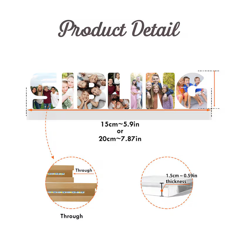 Personalized Sibling Photo Collage Night Light, Sibling Christmas Gift, Big Brother Gift, Big Sister Gift, Family Night Light, Sibling Gifts NLFRBILUMIE27