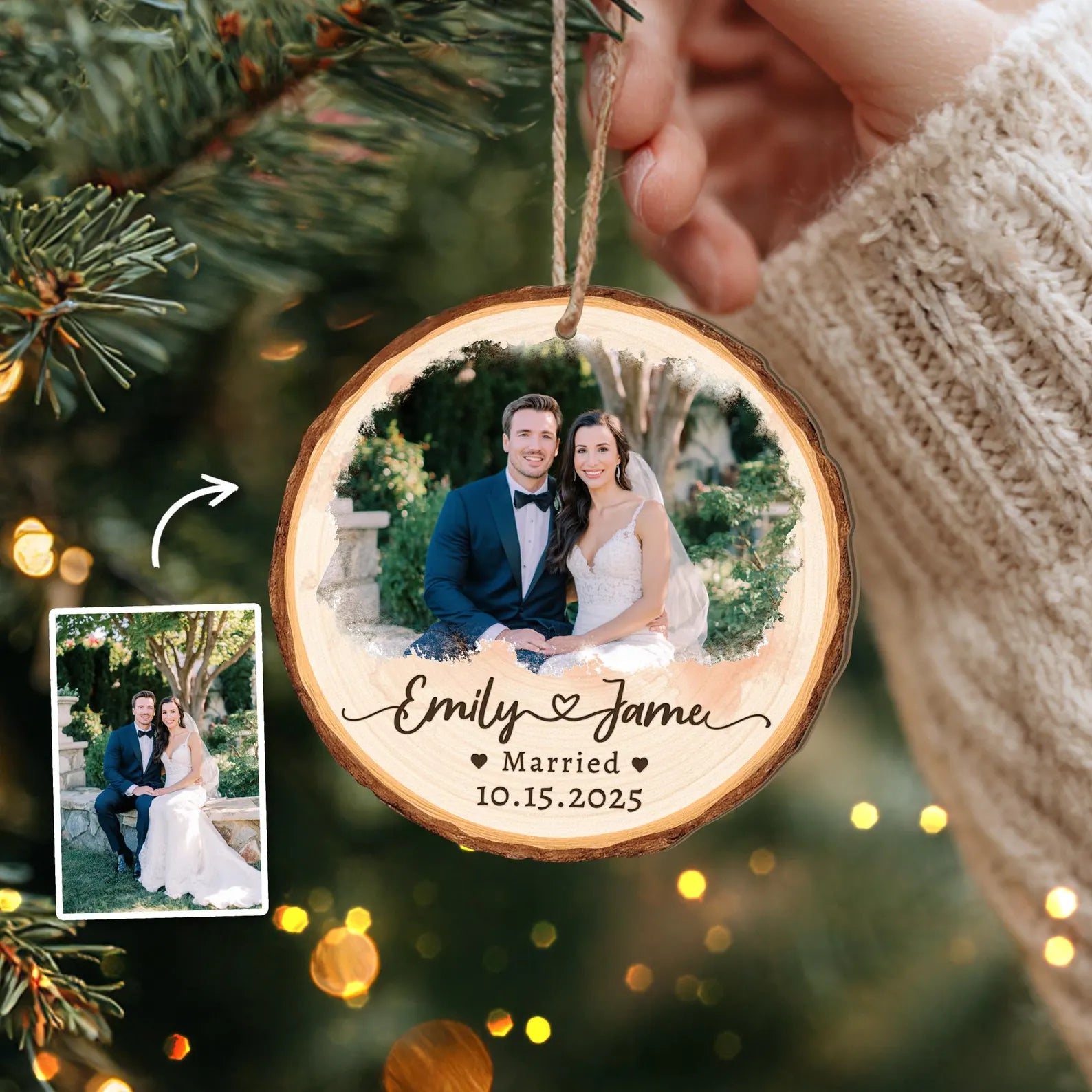 Personalized Couple Photo Ornament, Custom Wedding Ornament, Married Ornament, Engagement Gift, Anniversary Couples Gift, Christmas Decor. COBILUMIE22