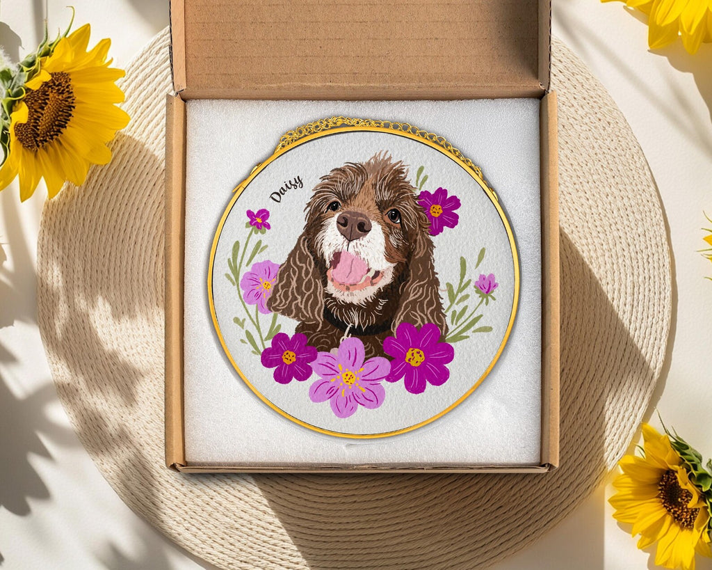Custom Cat Portrait Glass Suncatcher with Gold Frame & Stand, Pet Memorial Gift, Cat Mom Gift, Loss Of Pet Sympathy Gift, Christmas Decor. SCCBILUMMIE34