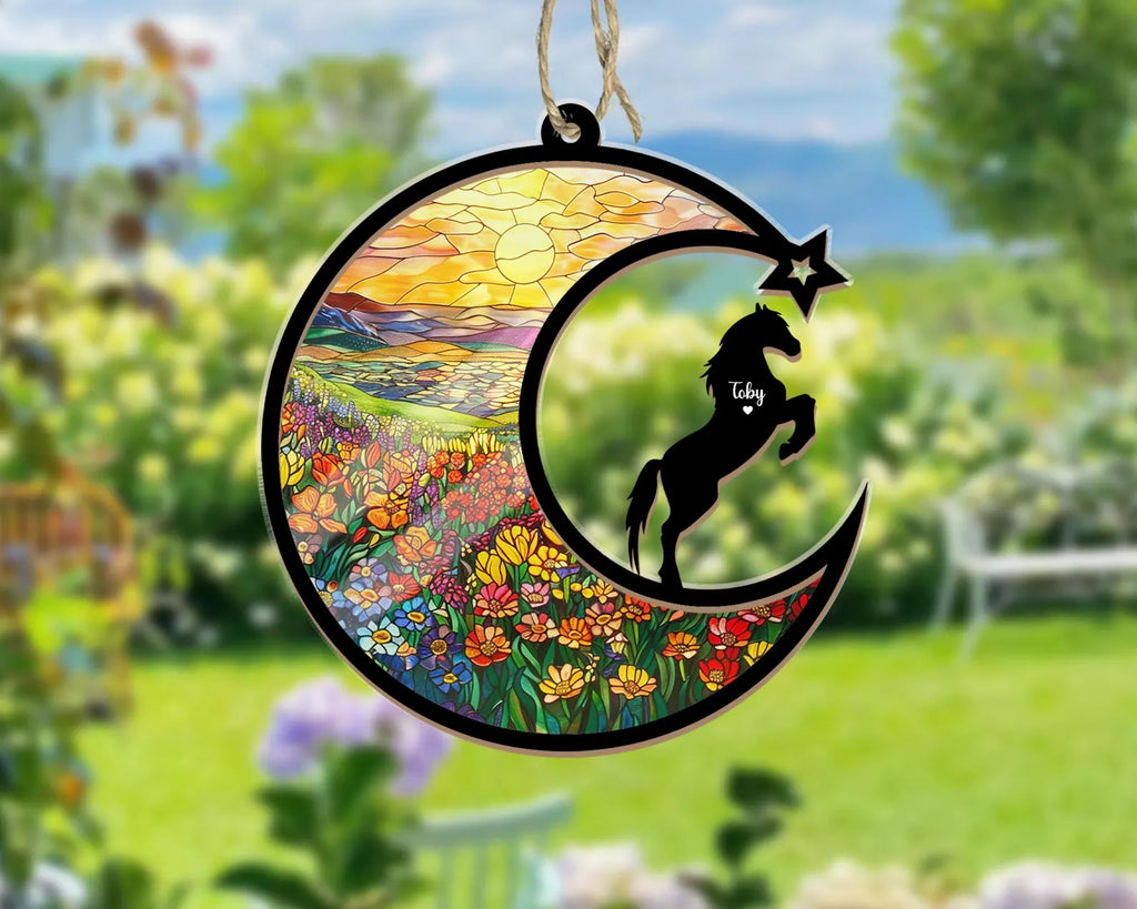 Personalized Horse Memorial Suncatcher, Pet Memorial Gift, Horse Window Hangings, Horse Loss Gift, Horse Lover Gift, Animal Suncatcher. SCCBILUMMIE18