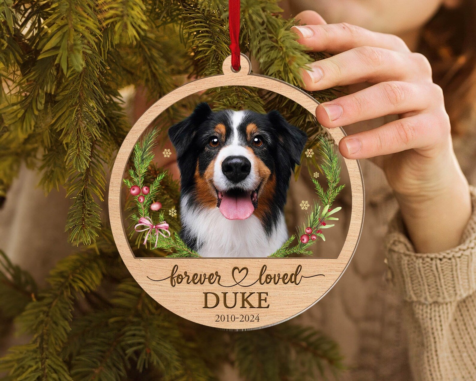 Personalized Cat Memorial Ornament, Custom Pet Christmas Ornament, Dog Christmas Ornament, Cat Christmas Ornament, Christmas Decoration.  COBILUMIE61