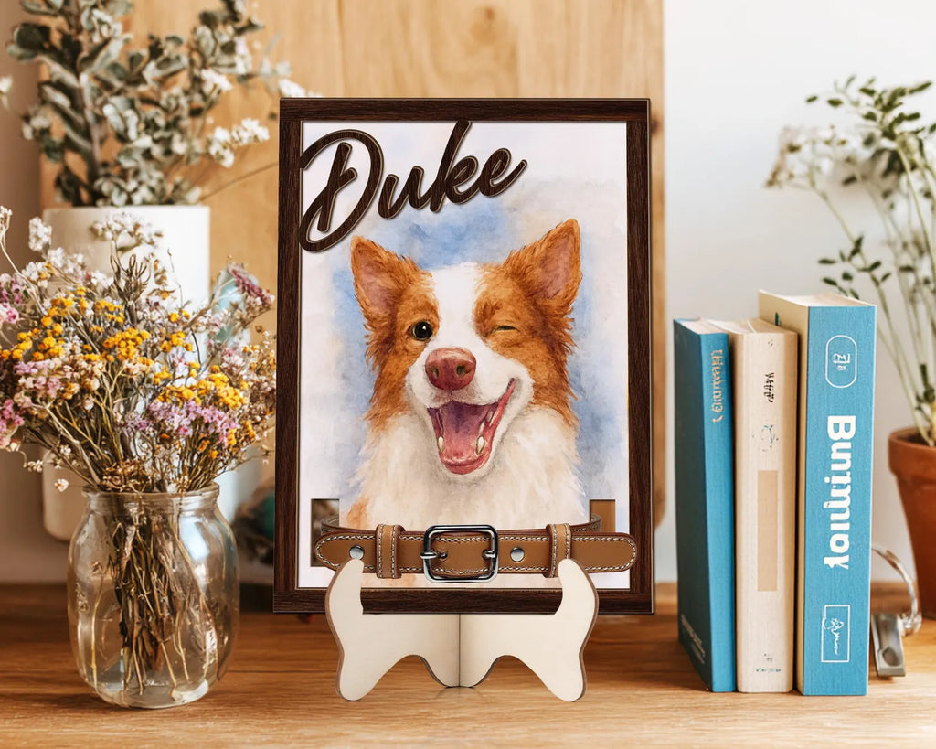 Custom Dog Memorial Frame With Collar Sign, Custom Dog Memorial Gift, Pet Memorial Collar Sign, Dog Loss Sympathy Gift, Pet Memorial Gift.  PTBILUMIE2