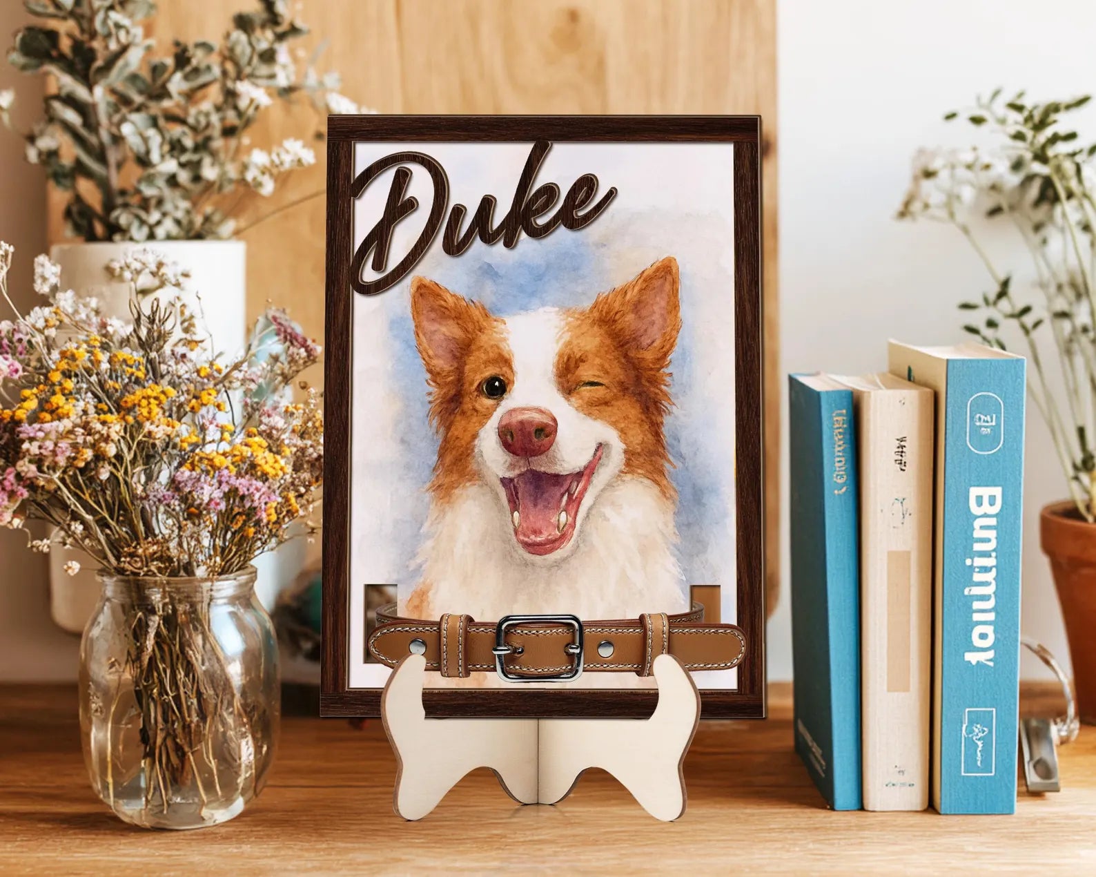 Custom Dog Memorial Frame With Collar Sign, Custom Dog Memorial Gift, Pet Memorial Collar Sign, Dog Loss Sympathy Gift, Pet Memorial Gift.  PTBILUMIE2